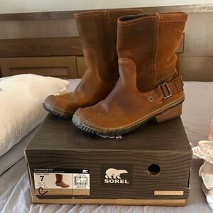 Sorel Slim Pack Camel/Brown Leather Ankle Boots